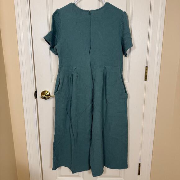 Bucket List Romper Green 100% Cotton One Size *Stained* Project Piece - Picture 4 of 7